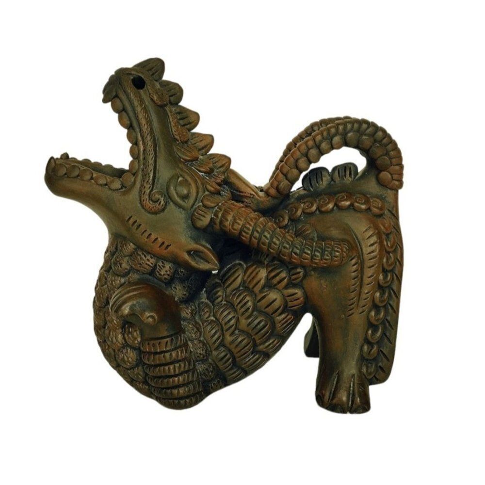 Vintage Terracotta Smoke Breathing Dragon Incense Burner Holder
